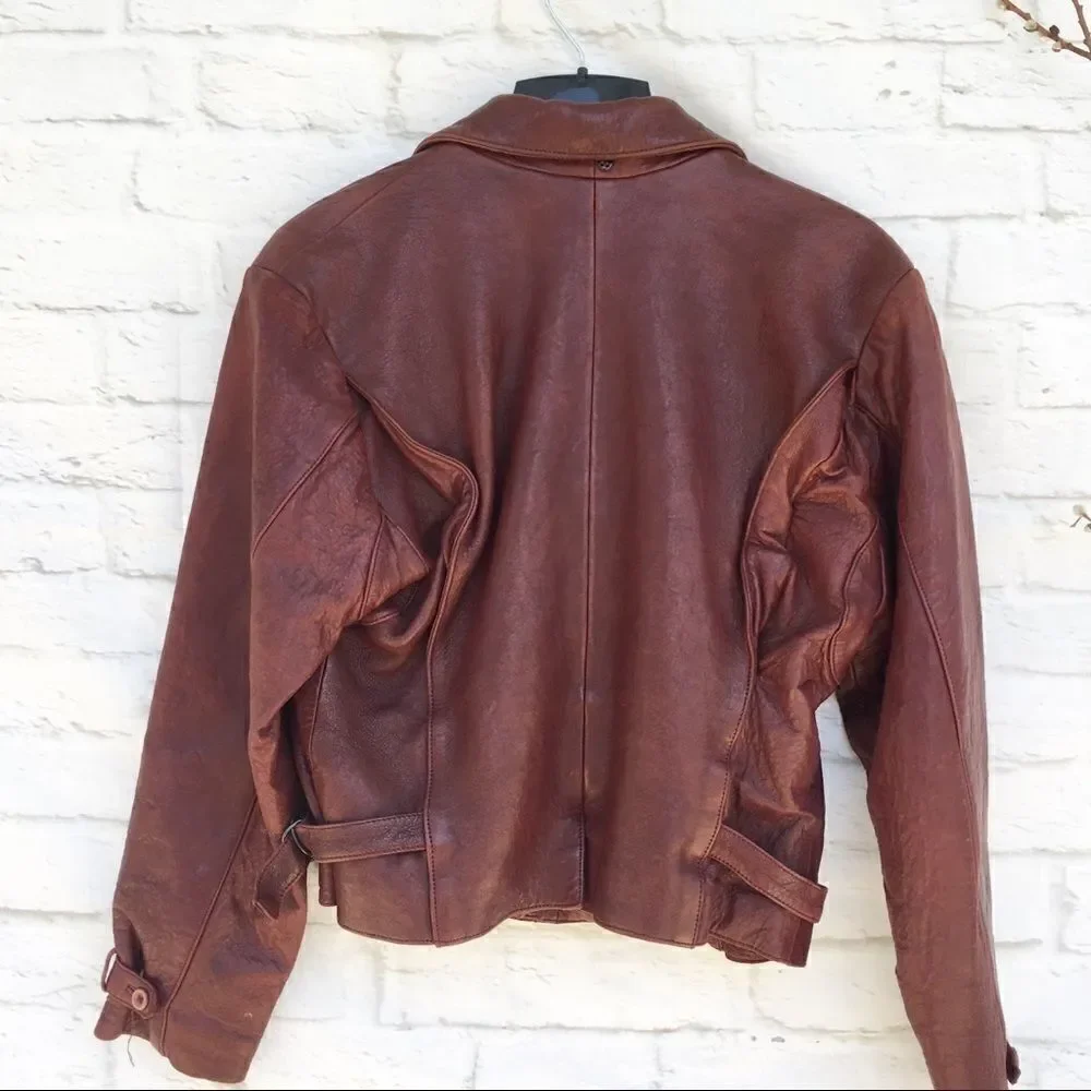 Sea Dream Womens Brown Zip Lined Leather Bomber Jacket 10